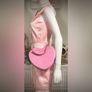 Bella Dona Heart shaped 2 Way Crossbody Bag or Hand-Held Bag pink color 7.5 - 8”